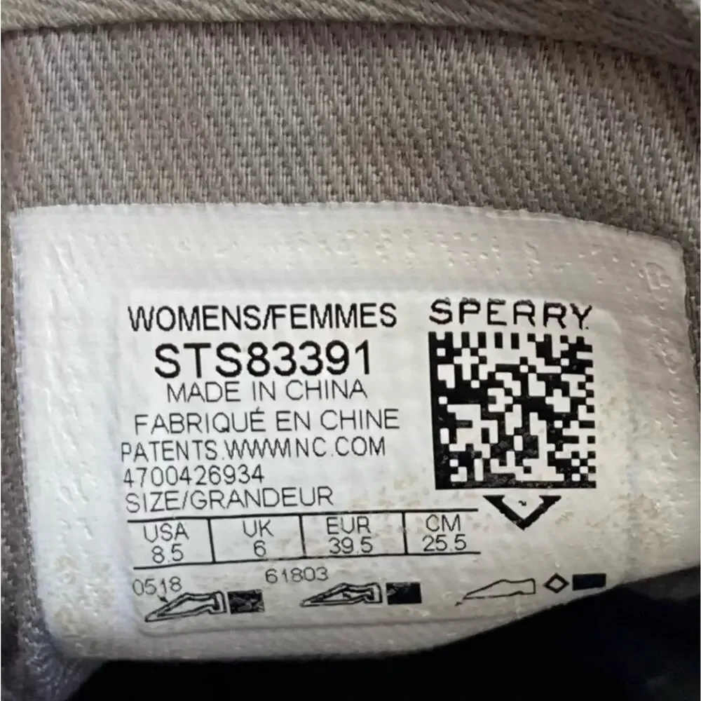 Women’s Sperry Lace-up Top-Sider Gray with Memory Foam Size 8.5